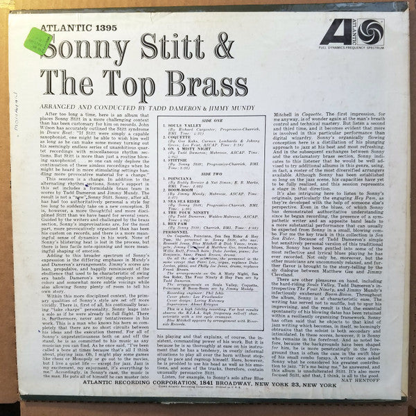 Sonny Stitt : Sonny Stitt & The Top Brass (LP, Album, Mono)