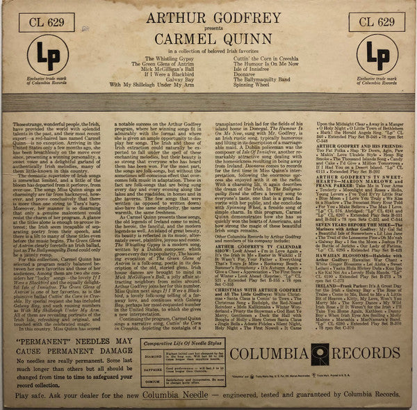 Carmel Quinn : Arthur Godfrey Presents Carmel Quinn (LP, Album, Mono)