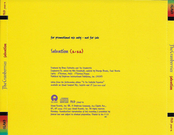 The Cranberries : Salvation (CD, Single, Promo)
