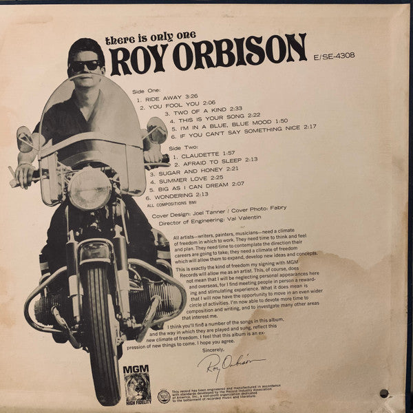 Roy Orbison : There Is Only One Roy Orbison (LP, Album, Mono)