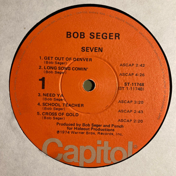 Bob Seger : Seven (LP, Album, RE)