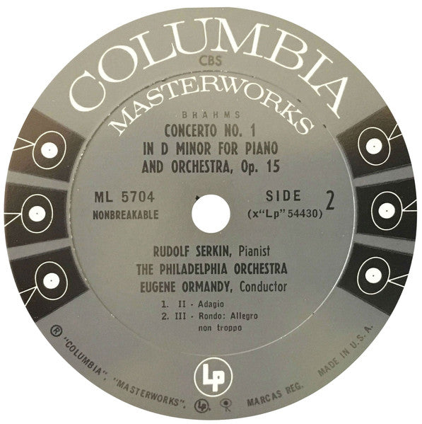 Rudolf Serkin / Eugene Ormandy, The Philadelphia Orchestra, Johannes Brahms : Piano Concerto No.1 In D Minor (LP, Mono)