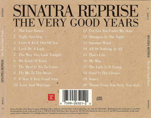 Frank Sinatra : Sinatra Reprise: The Very Good Years (CD, Comp, RE, Cin)