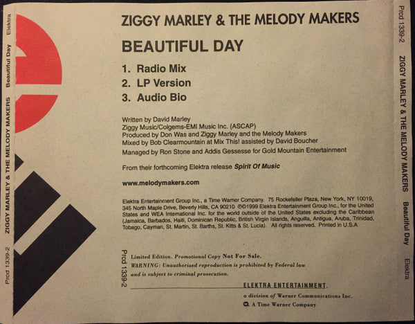 Ziggy Marley And The Melody Makers : Beautiful Day (CD, Single, Ltd, Promo)