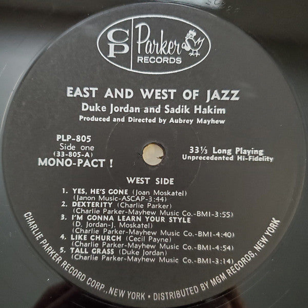 Duke Jordan And Sadik Hakim : East And West Of Jazz (LP, Album, Mono, Bla)