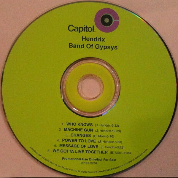 Jimi Hendrix : Band Of Gypsys (CD, Album, Num, Promo, RE, RM, Gat)