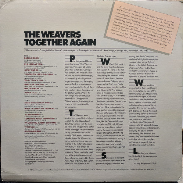 The Weavers : Together Again (LP, Album)