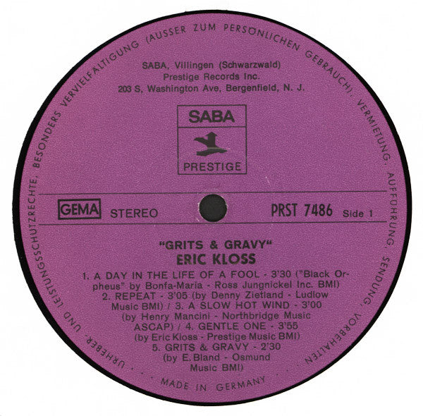Eric Kloss : Grits & Gravy (LP, Album)