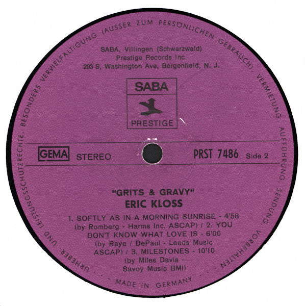 Eric Kloss : Grits & Gravy (LP, Album)