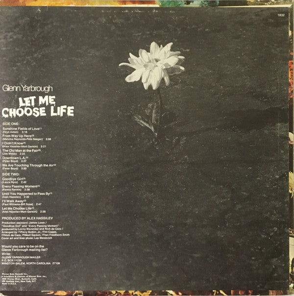 Glenn Yarbrough : Let Me Choose Life (LP, Album)
