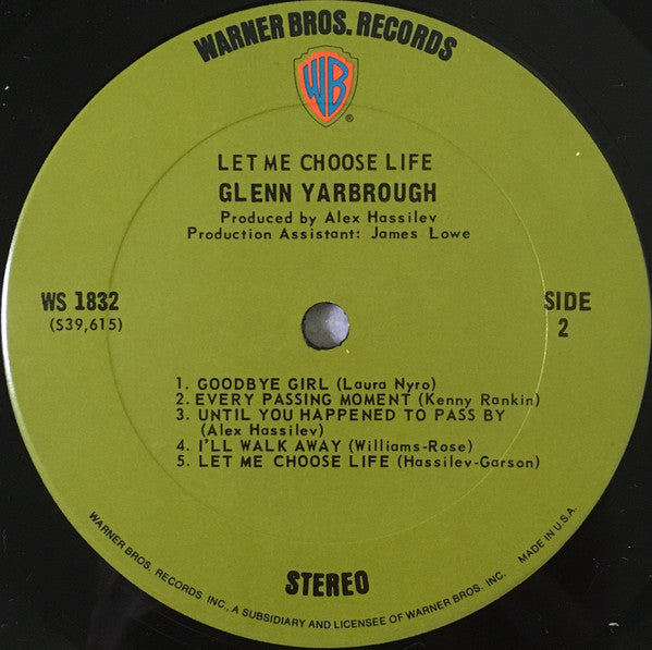 Glenn Yarbrough : Let Me Choose Life (LP, Album)