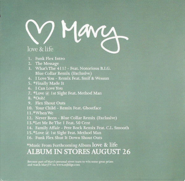 Mary J. Blige : Love & Life Mix CD Sampler (CD, Mixed, Promo, Smplr)