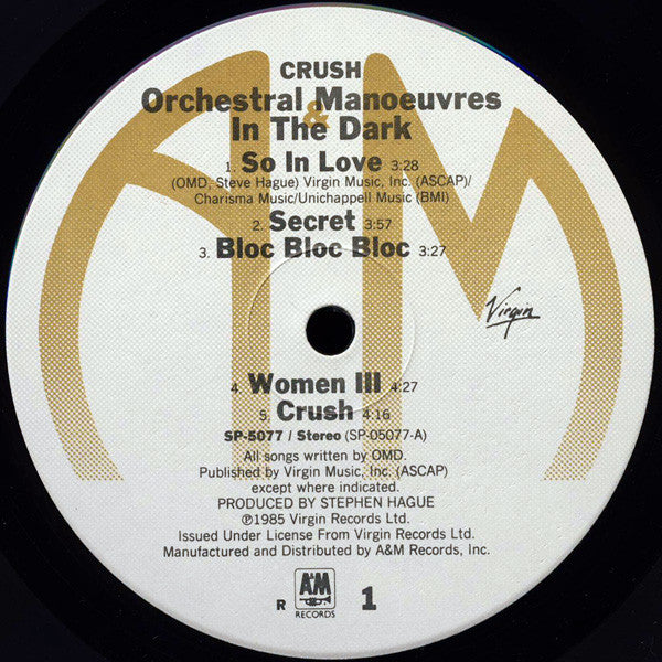 Orchestral Manoeuvres In The Dark : Crush (LP, Album, Ind)