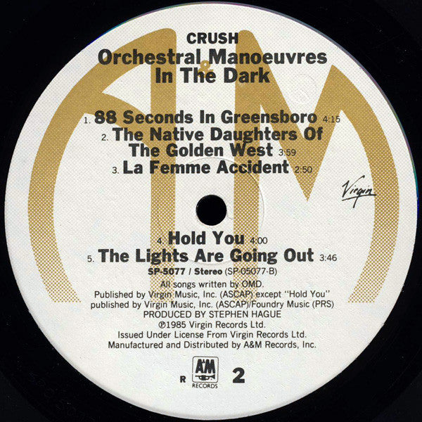 Orchestral Manoeuvres In The Dark : Crush (LP, Album, Ind)