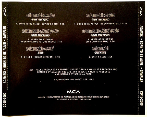 Adamski + Soho (2) : Born To Be Alive! • Sampler (CD, Promo, Smplr)