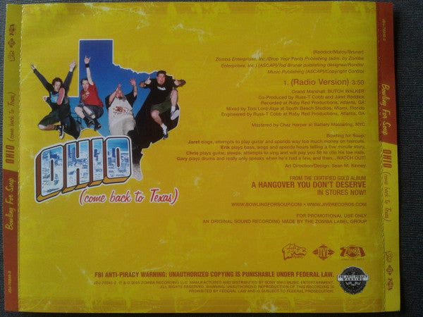 Bowling For Soup : Ohio (Come Back To Texas) (CD, Single, Promo)
