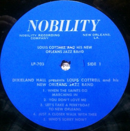 Louis Cottrell And His New Orleans Jazz Band : Dixieland Hall Presents Louis Cottrell And His New Orleans Jazz Band (LP, Album)