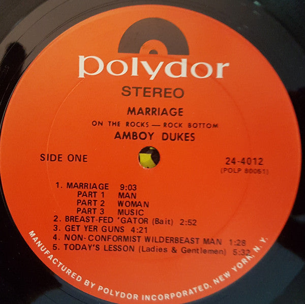 The Amboy Dukes : Marriage On The Rocks - Rock Bottom (LP, Album, Ter)