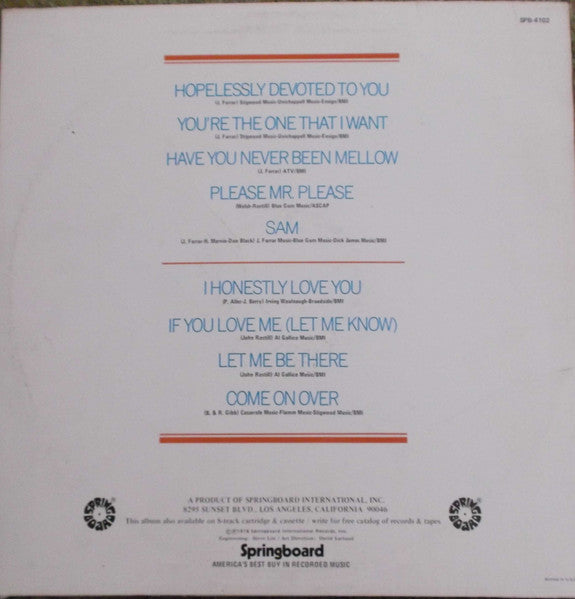 The Nashville Convention : Performs The Hits Of Olivia Newton-John: Hopelessly Devoted To You - You're The One That I Want (LP, Album)