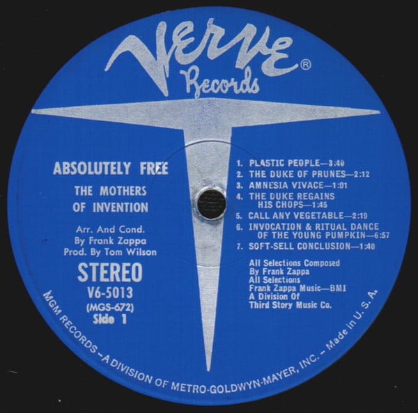 The Mothers : Absolutely Free (LP, Album, RP, MGM)