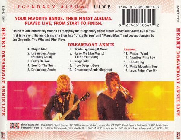 Heart : Dreamboat Annie Live (CD, Album)