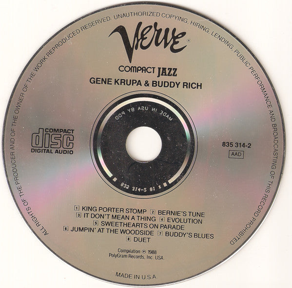 Gene Krupa & Buddy Rich : Gene Krupa & Buddy Rich (CD, Comp)