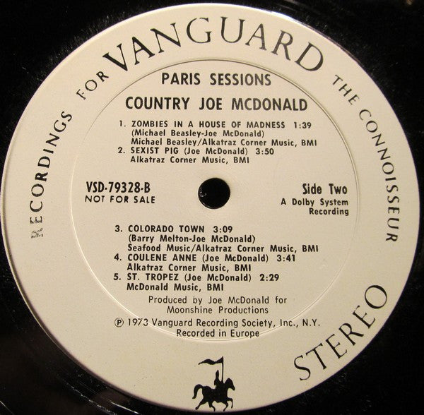 Country Joe McDonald : Paris Sessions (LP, Album, Promo)