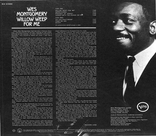 Wes Montgomery : Willow Weep For Me (LP, Album, Club)