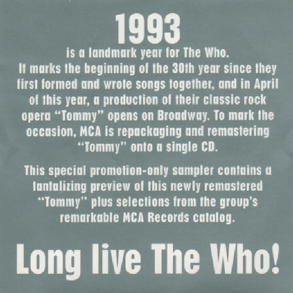 The Who : 30th Anniversary Sampler (CD, Comp, Promo, Smplr)