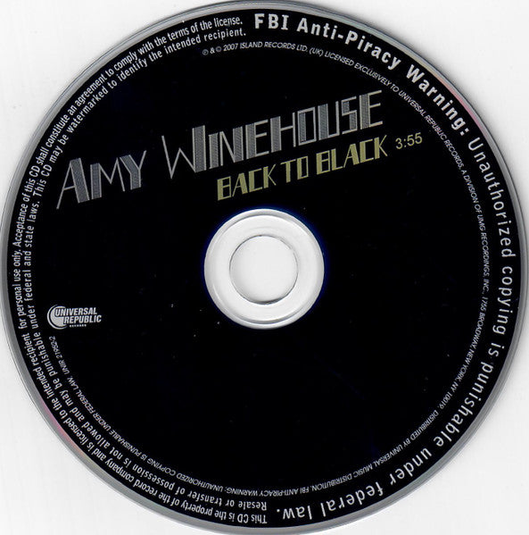 Amy Winehouse : Back To Black (CD, Single, Promo)