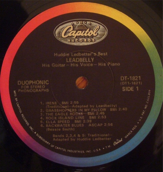 Leadbelly : Huddie Ledbetter's Best... His Guitar - His Voice - His Piano (LP, Comp, RE)