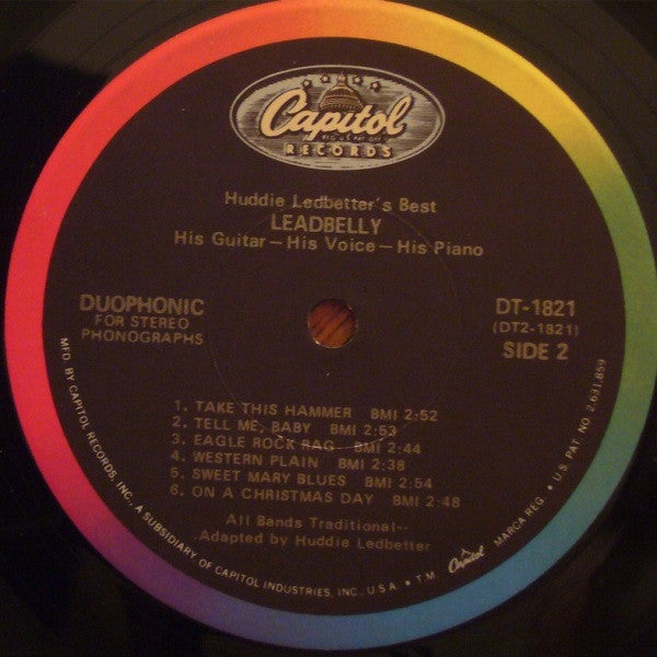 Leadbelly : Huddie Ledbetter's Best... His Guitar - His Voice - His Piano (LP, Comp, RE)