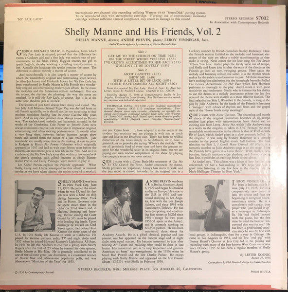 Shelly Manne & His Friends : Modern Jazz Performances Of Songs From My Fair Lady (LP, Album)