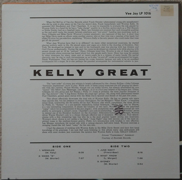 Wynton Kelly : Kelley Great (LP, Album, Mono, M/Print)