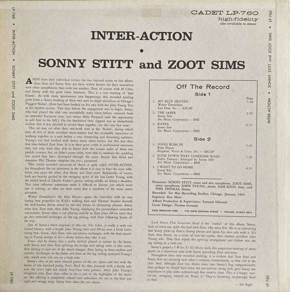 Sonny Stitt & Zoot Sims : Inter-Action (LP, Album)