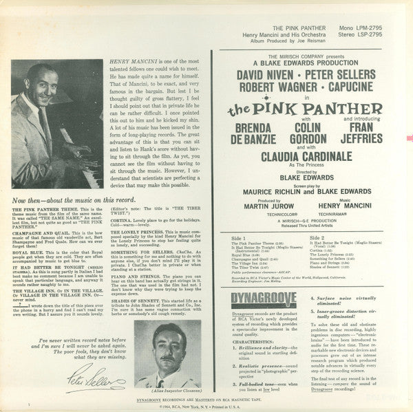 Henry Mancini : The Pink Panther (Music From The Film Score) (LP, Album, RE)