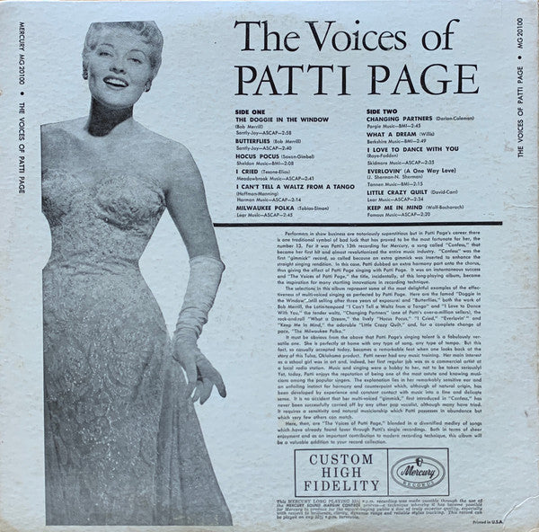 Patti Page : The Voices Of Patti Page (LP, Album, Mono)