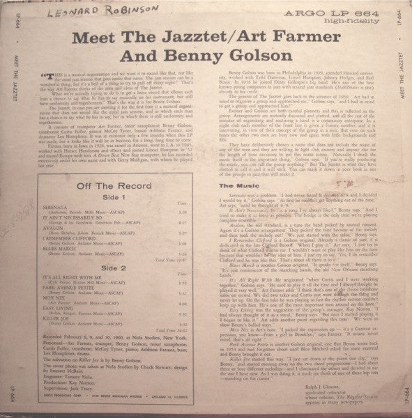 Art Farmer - Benny Golson : Meet The Jazztet (LP, Album, Mono, Dee)