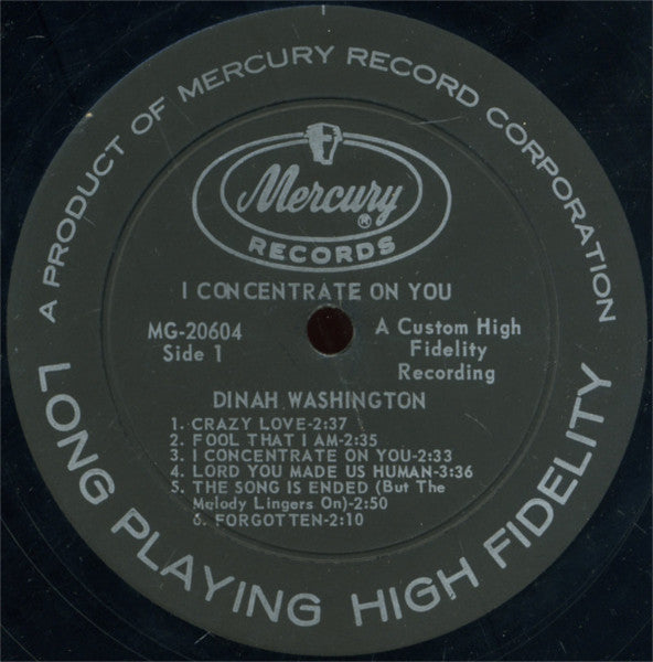 Dinah Washington : I Concentrate On You (LP, Album, Mono)