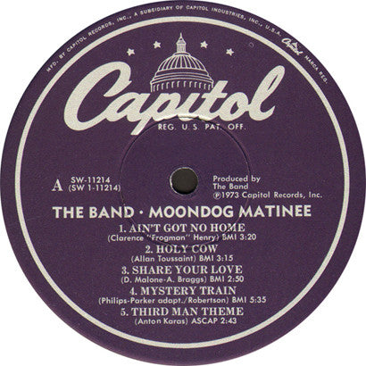 The Band : Moondog Matinee (LP, Album, Pos)
