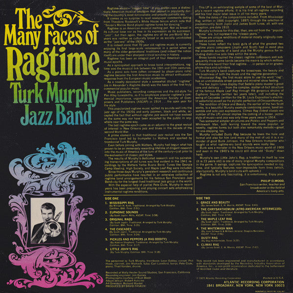 Turk Murphy's Jazz Band : The Many Faces Of Ragtime (LP, Album, PR)