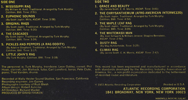 Turk Murphy's Jazz Band : The Many Faces Of Ragtime (LP, Album, PR)