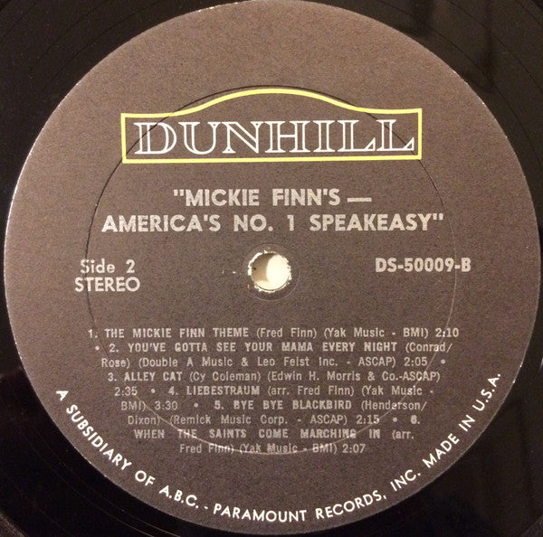 Fred E. Finn And The Entire Mickie Finn's Television Cast : Mickie Finn's - America's No. 1 Speakeasy (LP)