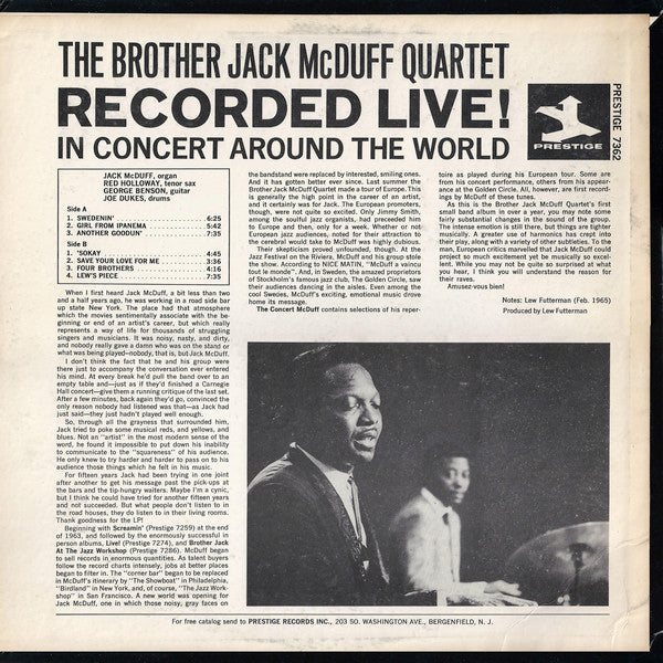The Brother Jack McDuff Quartet : The Concert McDuff (LP, Album)
