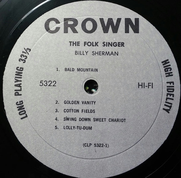 Billy Sherman (2) : The Folk Singer (LP, Mono)