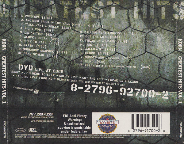 Korn : Greatest Hits Vol. 1 (CD, Comp + DVD-V, NTSC)