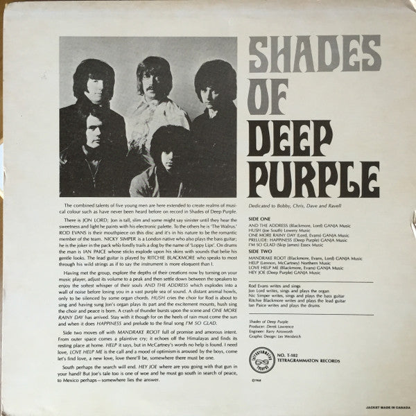 Deep Purple : Shades Of Deep Purple (LP, Album, RE)