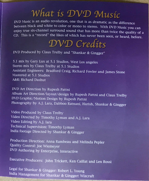 Shankar & Gingger : One In A Million (DVD-V, Album, Multichannel, Dou)