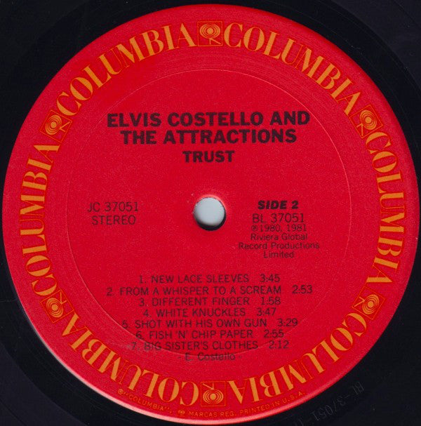 Elvis Costello & The Attractions : Trust (LP, Album, San)