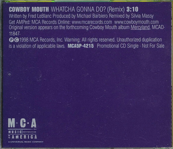Cowboy Mouth : Whatcha Gonna Do? (CD, Single, Promo)